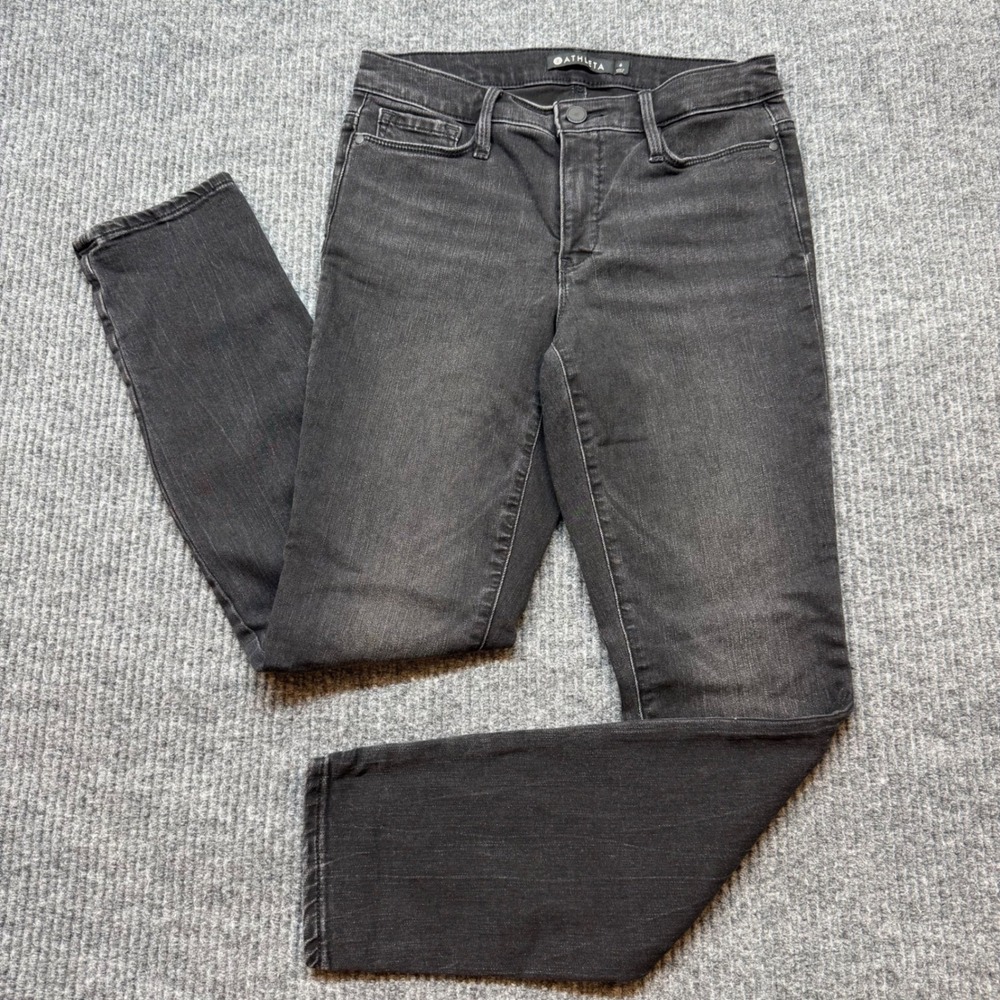 Athleta Sculptek Black Distressed Jeans Womens Size 4‎ Sculpting Stretch Denim